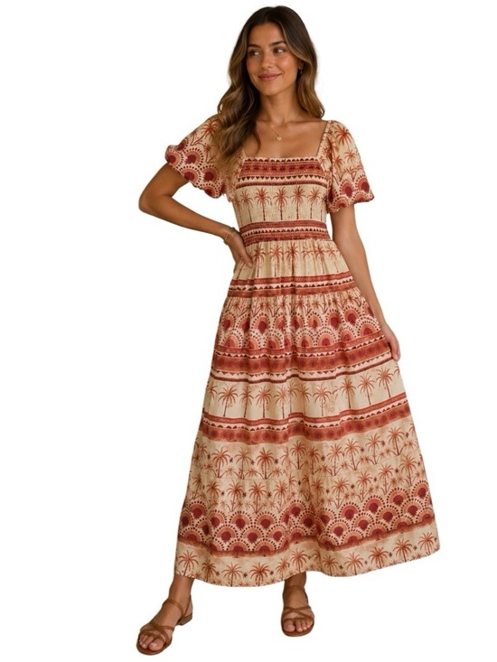 Truly 4 You Dresses & Skirts - Tropical Print Cotton Blend Maxi Dress